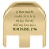 NDZ Performance Slide Back Plate for Glock Gen 5 Models 17 19 19X 22 23 26 27 34 45 47  9mm/.40  Laser Engraved Brass  Thomas Paine, Olive Drab Green Fill  Made in USA view 1