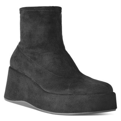 Wild Pair Womens Earlee Faux Suede Ankle Booties Black 6.5 Medium (B,M)