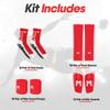 MediCaptain Soccer Grip Socks, Shin Guards, Pre Cut Sock Sleeves, and Guard Straps Bundle Pack - Essential Equipment for Soccer Players - for Mens, Women, Youth, Size 7 to 12 US Men Shoe Size (Red) view 2