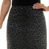 Zac & Rachel Women's Pull On Compression Ponte Skirt with Pintucking and Front Seam, Grey/Black Leopard, XXL view 4
