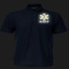 EMT Polo in Navy with Yellow/Reflective Logos on Left Chest and Back, Easy Care Polo in Pique Fabric. view 3