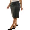 Zac & Rachel Women's Pull On Compression Ponte Skirt with Pintucking and Front Seam, Grey/Black Scratch Plaid, XL view 2
