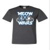 5X-Large Heather Black Mens Meow Wars Funny Cat Light Saber Battle T-Shirt view 2