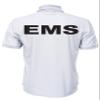 EMS Polo in White with Black/Reflective Logos on Left Chest and Back, Easy Care Polo in Pique Fabric. view 2