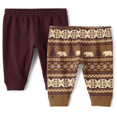 The Children's Place,Baby Boys,and Newborn Knit Pull On Pants,Iced Coffee Fairisle 2-Pack,18 Months,24 Months