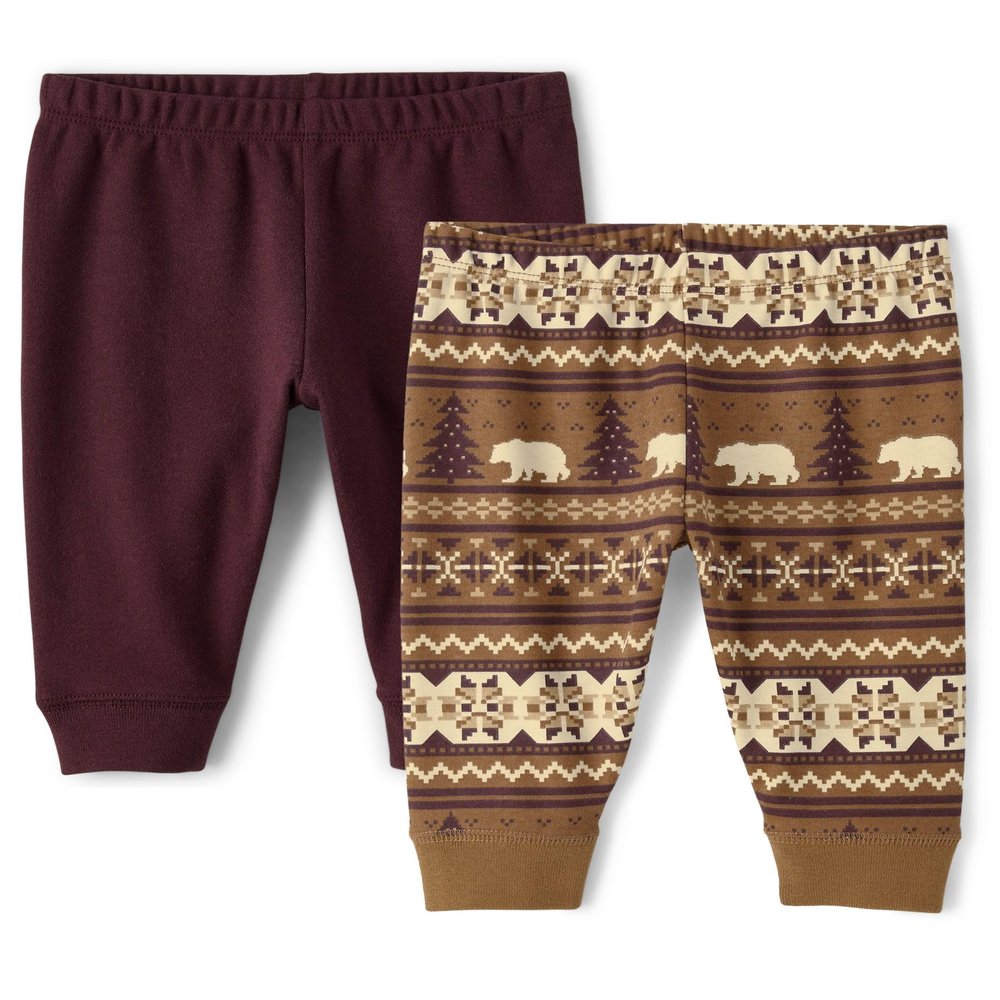 The Children's Place,Baby Boys,and Newborn Knit Pull On Pants,Iced Coffee Fairisle 2-Pack,18 Months,24 Months