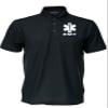 EMT Polo in Black with White/Reflective Logos on Left Chest and Back, Easy Care Polo in Pique Fabric. view 1