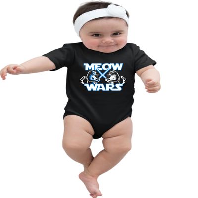 18M Black Infant Meow Wars Funny Cat Light Saber Battle Creeper