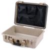 ColorCase Pelican 1500 Case Desert Tan - Medium Size Waterproof Case with Mesh Lid Organizer Only - Desert Tan Handles & Latches view 1