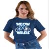 3X-Large Navy Blue Mens Meow Wars Funny Cat Light Saber Battle T-Shirt view 3