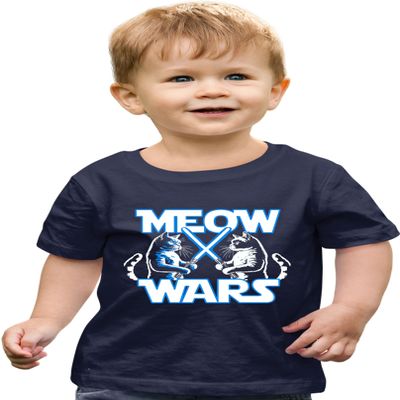 4T Navy Toddler Meow Wars Funny Cat Light Saber Battle Toddler T-Shirt