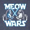 Large Navy Blue Mens Meow Wars Funny Cat Light Saber Battle Deluxe Soft T-Shirt view 3