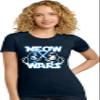 Medium Navy Blue Women Meow Wars Funny Cat Light Saber Battle Deluxe Soft T-Shirt view 1