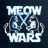 Medium Navy Blue Women Meow Wars Funny Cat Light Saber Battle Deluxe Soft T-Shirt view 3