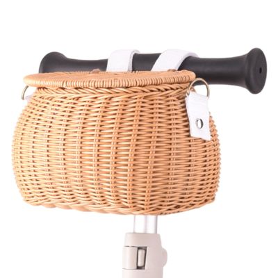 ZHIZHOUNEY Bicycles Wicker Basket Front Handlebars Basket with Belt and Lid Wovens Bikes Basket for Kids Bikes Scooter