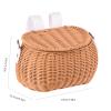 ZHIZHOUNEY Bicycles Wicker Basket Front Handlebars Basket with Belt and Lid Wovens Bikes Basket for Kids Bikes Scooter view 3