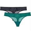 Smart & Sexy Women's Lace Trim & Mesh Panty Sexy Thongs & Cheeky Bikinis 2 Pack Aventurine/Black Hue L view 1