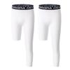 DEVOROPA Youth Boys One Leg Compression Pants for Basketball 2-Pack 3/4 Leggings Sports Tights Kids Athletic Soccer Base Layer White/White S