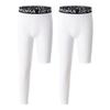 DEVOROPA Youth Boys Leggings One Leg Compression Pants 2-Pack 3/4 Basketball Sports Tights Running Capris Kids Athletic Base Layer White/White XS view 1