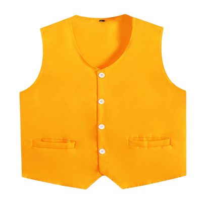 Fldy Womens Mens Button Vest Adult Volunteer Activity Vest Waistcoat Unisex Waiter Bartender Work Uniform Clerk Workwear Yellow XX-Large