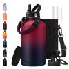 1 Gallon Insulated Water Jug with Straw - Auto Chug Lid, Bottle Carrier Bag, Paracord Handle, 128oz Stainless Steel Water Bottle Keep Hot 24H & Cold 48, Large Canteen Waters Bottles for Sports Work view 1