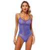 Rswnyirn Womens Ice Silk High Elasticity Monokini Bathing Suit Hi Cut See Through One Piece Swimsuit Blue One Size view 2