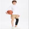 DEVOROPA Youth Boys One Leg Compression Pants for Basketball 3-Pack 3/4 Leggings Sports Tights Kids Athletic Soccer Base Layer Black/Black/White L view 3