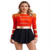 Oyolan Women's Halloween Circus Ringmaster Costume Carnival Party Dance Dress Leotard Tassels Dancewear Red Large view 1