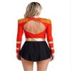 Oyolan Women's Halloween Circus Ringmaster Costume Carnival Party Dance Dress Leotard Tassels Dancewear Red Large view 2