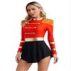 Oyolan Women's Halloween Circus Ringmaster Costume Carnival Party Dance Dress Leotard Tassels Dancewear Red Large view 3