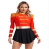 Oyolan Women's Halloween Circus Ringmaster Costume Carnival Party Dance Dress Leotard Tassels Dancewear Red Large view 4