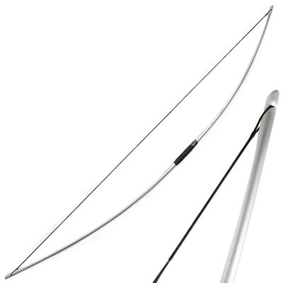 ZSHJGJR 66" Archery Traditional Hunting English Longbow 25-150LBS One-Piece Recurve Bow Straight Bow Right/Left Handed for Outdoor Hunting Target Shooting (Silver, 65lbs)