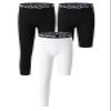 DEVOROPA Youth Boys Leggings One Leg Compression Pants 3-Pack 3/4 Basketball Sports Tights Running Capris Kids Athletic Base Layer Black/Black/White XL view 1