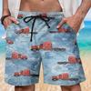 Red Truck Mens Swim Trunks - Map Hawaiian Mens Shorts - Summer Drawstring Beachwear Shorts Series 90 Size L view 2
