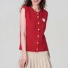 Women Chunky Button Sweater Vest Sleeveless Round Neck Ribbed Knit Tank Top Y2k Knitted Cardigan Vest Shirt(Trendy Red,L) view 2
