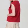Women Chunky Button Sweater Vest Sleeveless Round Neck Ribbed Knit Tank Top Y2k Knitted Cardigan Vest Shirt(Trendy Red,L) view 4