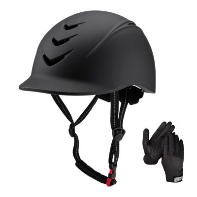Equestrian Set - Helmet and Gloves for Horseback Riding and Training - Horse Riding Safety Gear Helmets Equestrian Equi-Pro Gear Gloves for Women, Man
