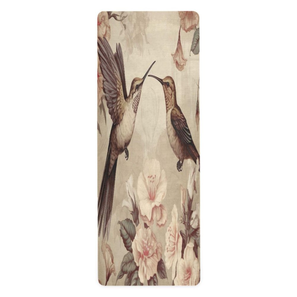 Msyxl Retro Hummingbird Yoga Mat Non-Slip Fitness Mat for Pilates, Workout & Home Gym, 71x26 Inch Yoga Mats for Enhanced Yoga Practice