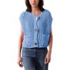 Ainangua Sleeveless Cropped Cardigan for Women Casual Chunky Knit Tank Tops Button Down Open Front Sweater Vest with Pockets(Blue,M) view 2