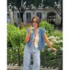 Ainangua Sleeveless Cropped Cardigan for Women Casual Chunky Knit Tank Tops Button Down Open Front Sweater Vest with Pockets(Blue,M) view 4