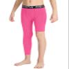 DEVOROPA Youth Boys Leggings One Leg Compression Pants 3/4 Basketball Sports Tights Running Capris Kids Athletic Base Layer Pink S view 2