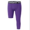 DEVOROPA Youth Boys One Leg Compression Pants for Basketball 3/4 Leggings Sports Tights Kids Athletic Soccer Base Layer Purple XS view 1