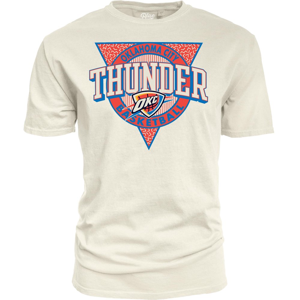 Oklahoma City Thunder NBA Officially Licensed T-Shirt Ringspun Triblock Ivory, Medium