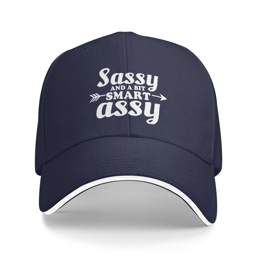 Sassy and A Bit Smart Assy Hat Funny Sandwich Baseball Cap Adjustable Dad Trucker Hat for Men Women Navy Blue