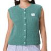 Women Chunky Button Sweater Vest Sleeveless Round Neck Ribbed Knit Tank Top Y2k Knitted Cardigan Vest Shirt(Trendy Green,M) view 1
