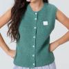 Women Chunky Button Sweater Vest Sleeveless Round Neck Ribbed Knit Tank Top Y2k Knitted Cardigan Vest Shirt(Trendy Green,M) view 2