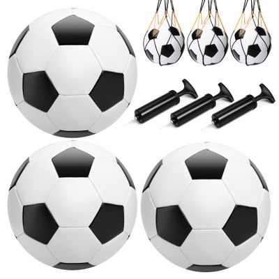 3 Pack Size 3 Soccer Ball for Kids with 1 Pump, Soccer Balls Bulk for Boys Girls Toddlers Ages 3 4 5 6 7 8, Indoor Outdoor Sports Training Practice Ball Toys Gift Operation Christmas Child Shoe Box