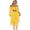 ACSUSS Women Sequin 2PCS Indian Dance Dress Belly Dance Outfits Bellydance Costumes Fancy Dress Yellow One Size view 2