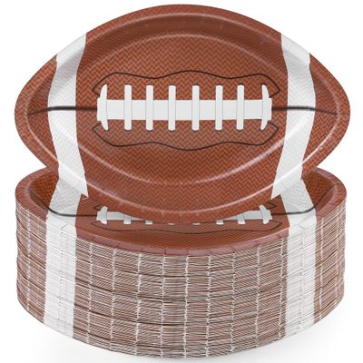 TURSTIN 100 Pieces Football Themed Disposable Paper Plates Football Party Supplies Food Serving Tray for Football Birthday Party Decorations Sports Game Day Serveware, 11.6 x 7.8 Inches