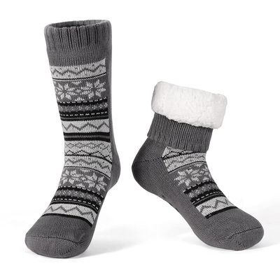 LEMZONE Men's Warm Cozy Slipper Socks with Grips, Non Slip Winter Fuzzy Fleece Lining Cabin Socks Christmas Gifts